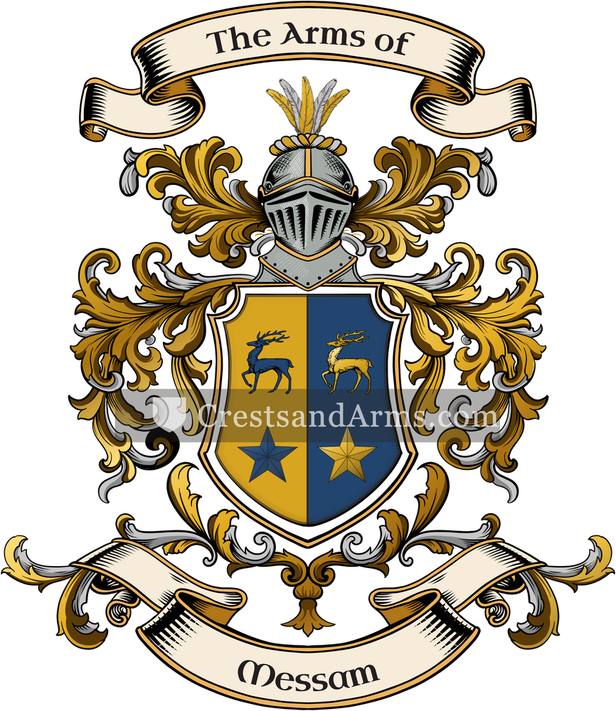 The Messam coat of arms, drawn from the recorded blazon