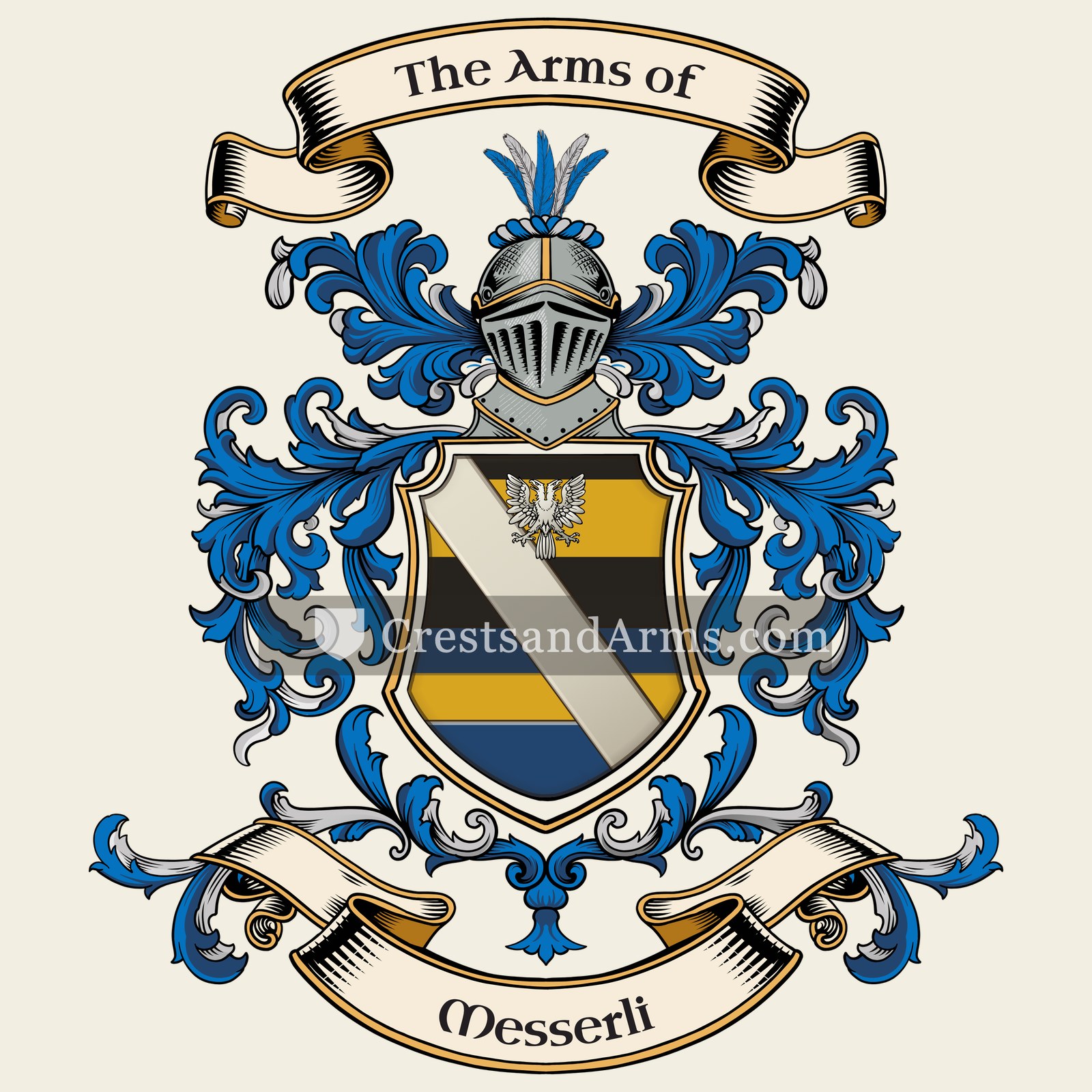 The Messerli coat of arms, drawn from the recorded blazon