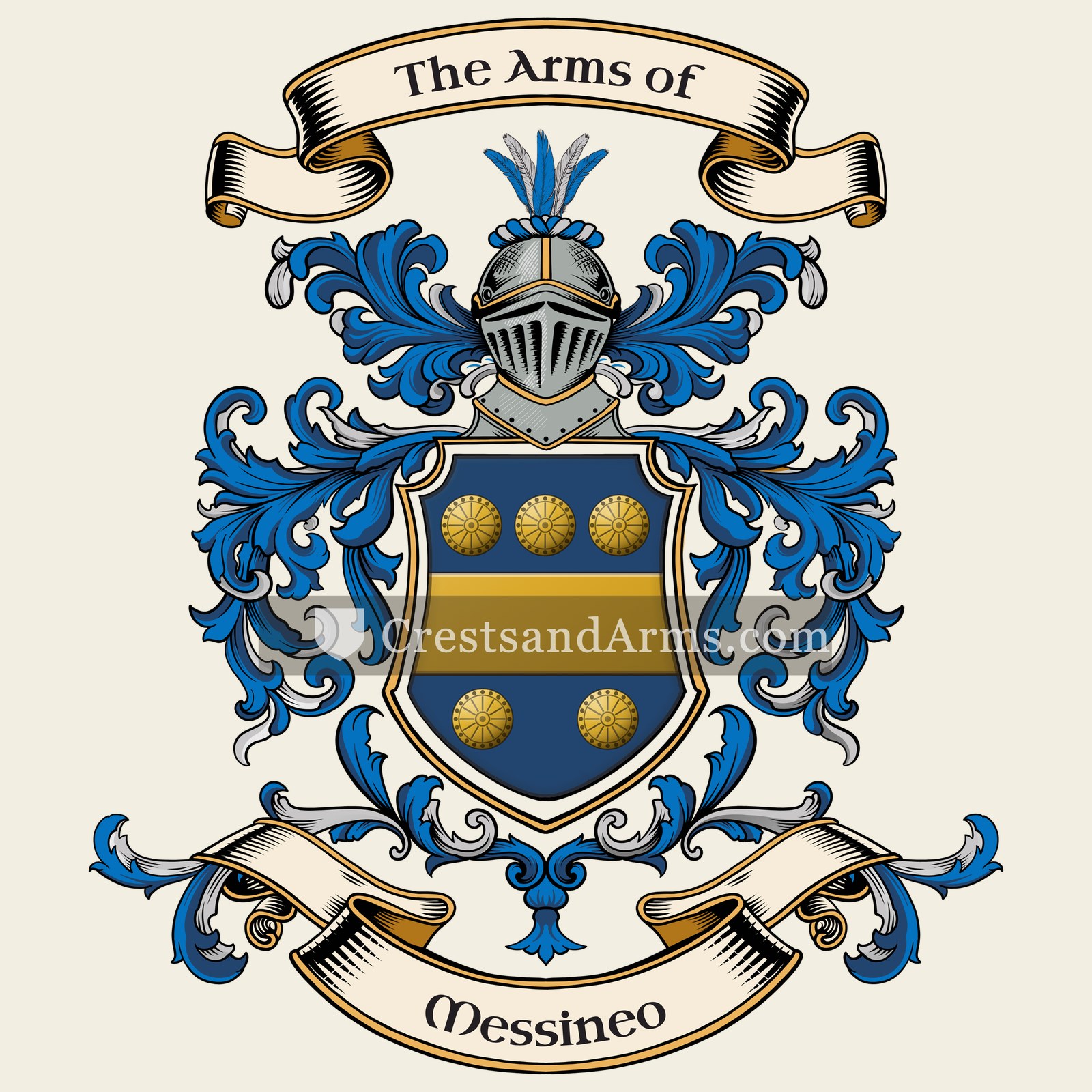 The Messineo coat of arms, drawn from the recorded blazon