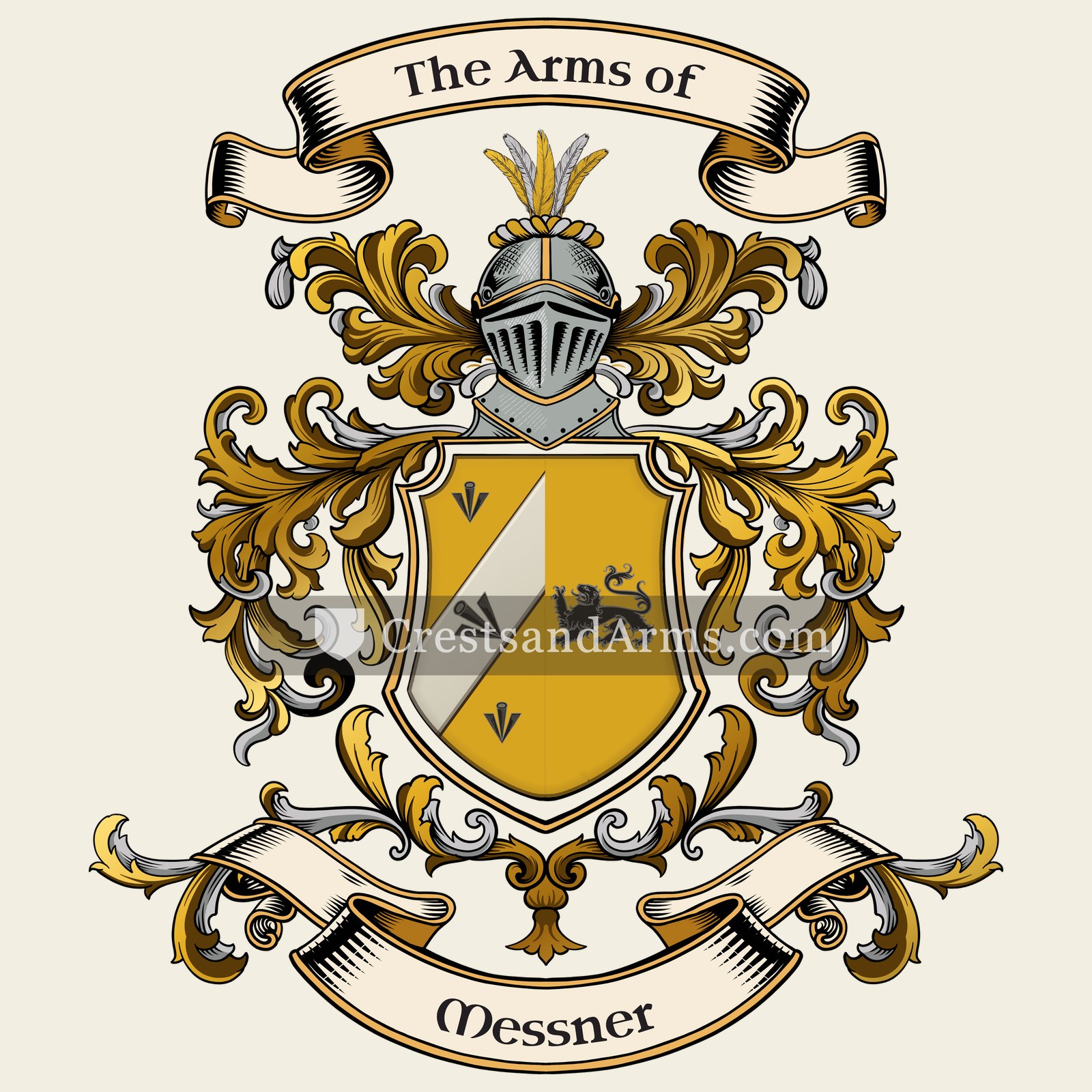 The Messner coat of arms, drawn from the recorded blazon