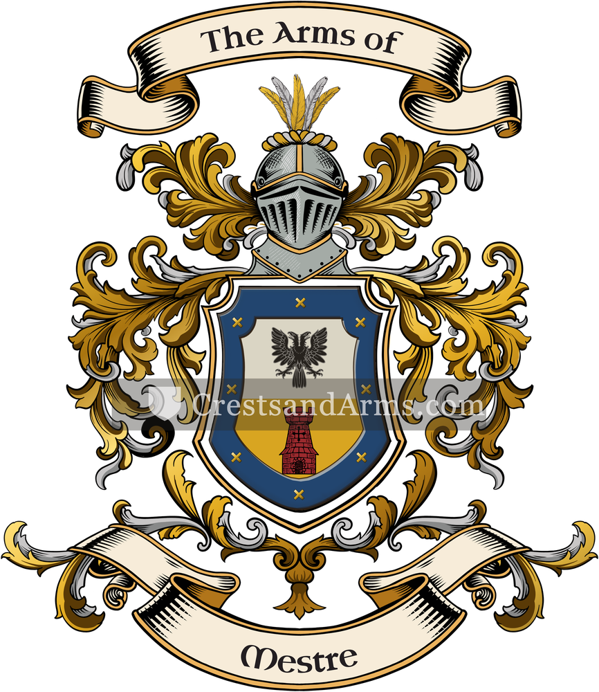 The Mestre coat of arms, drawn from the recorded blazon