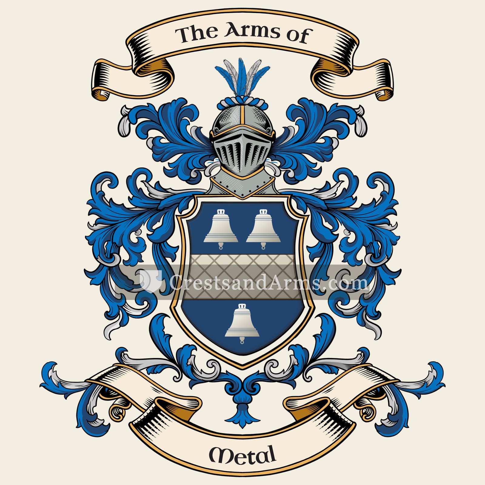 The Metal coat of arms, drawn from the recorded blazon