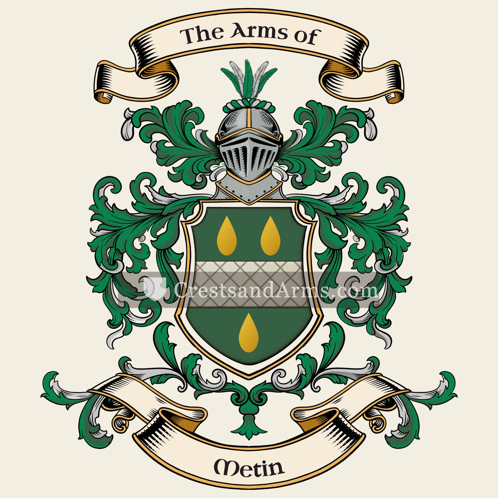 The Metin coat of arms, drawn from the recorded blazon