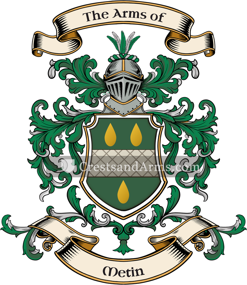 The Metin coat of arms, drawn from the recorded blazon