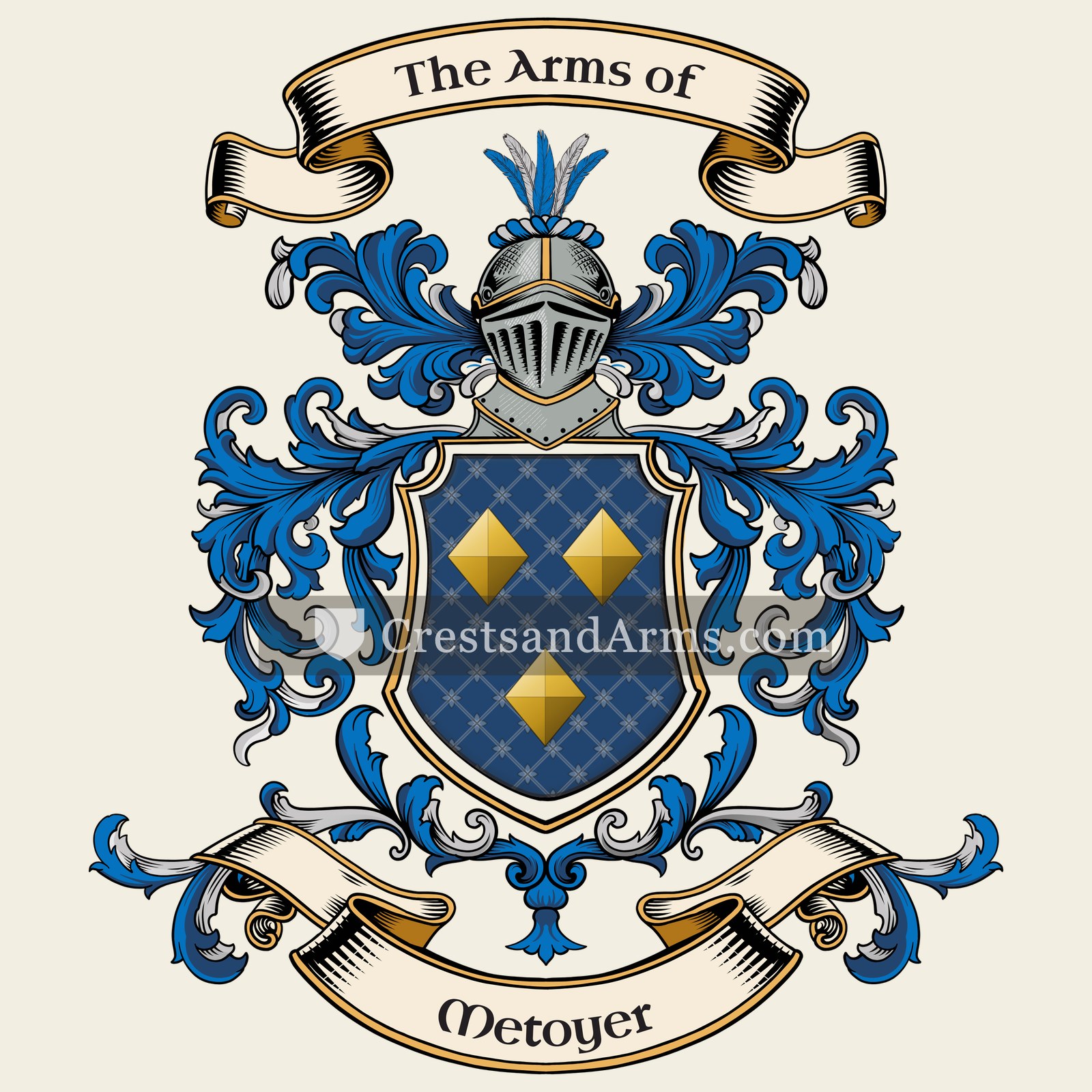 The Metoyer coat of arms, drawn from the recorded blazon