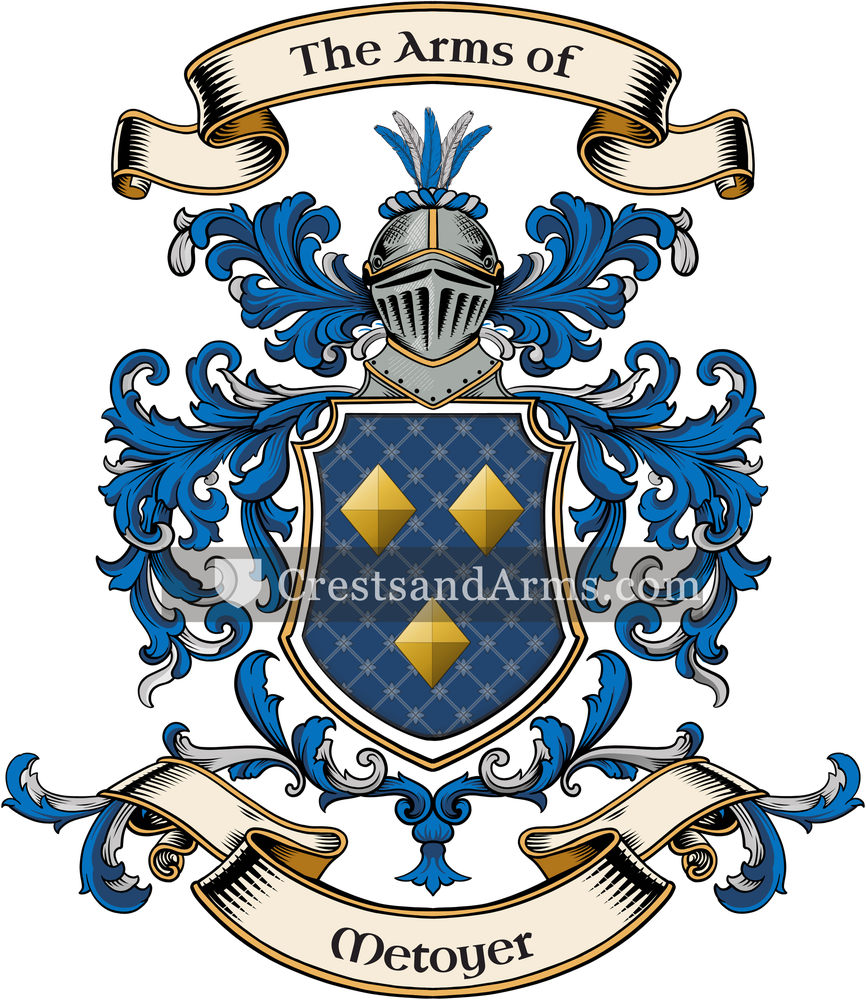 The Metoyer coat of arms, drawn from the recorded blazon