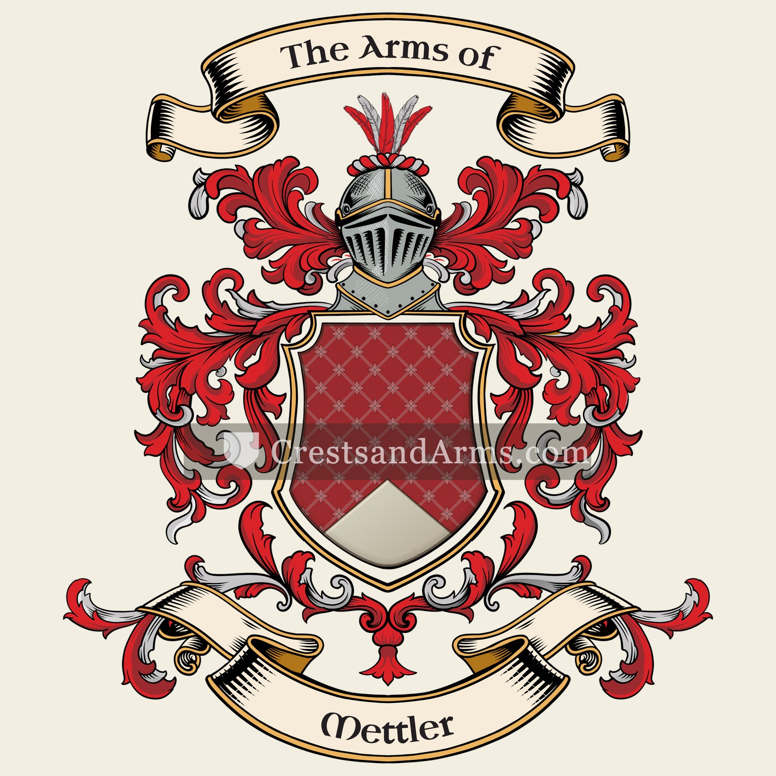 The Mettler coat of arms, drawn from the recorded blazon