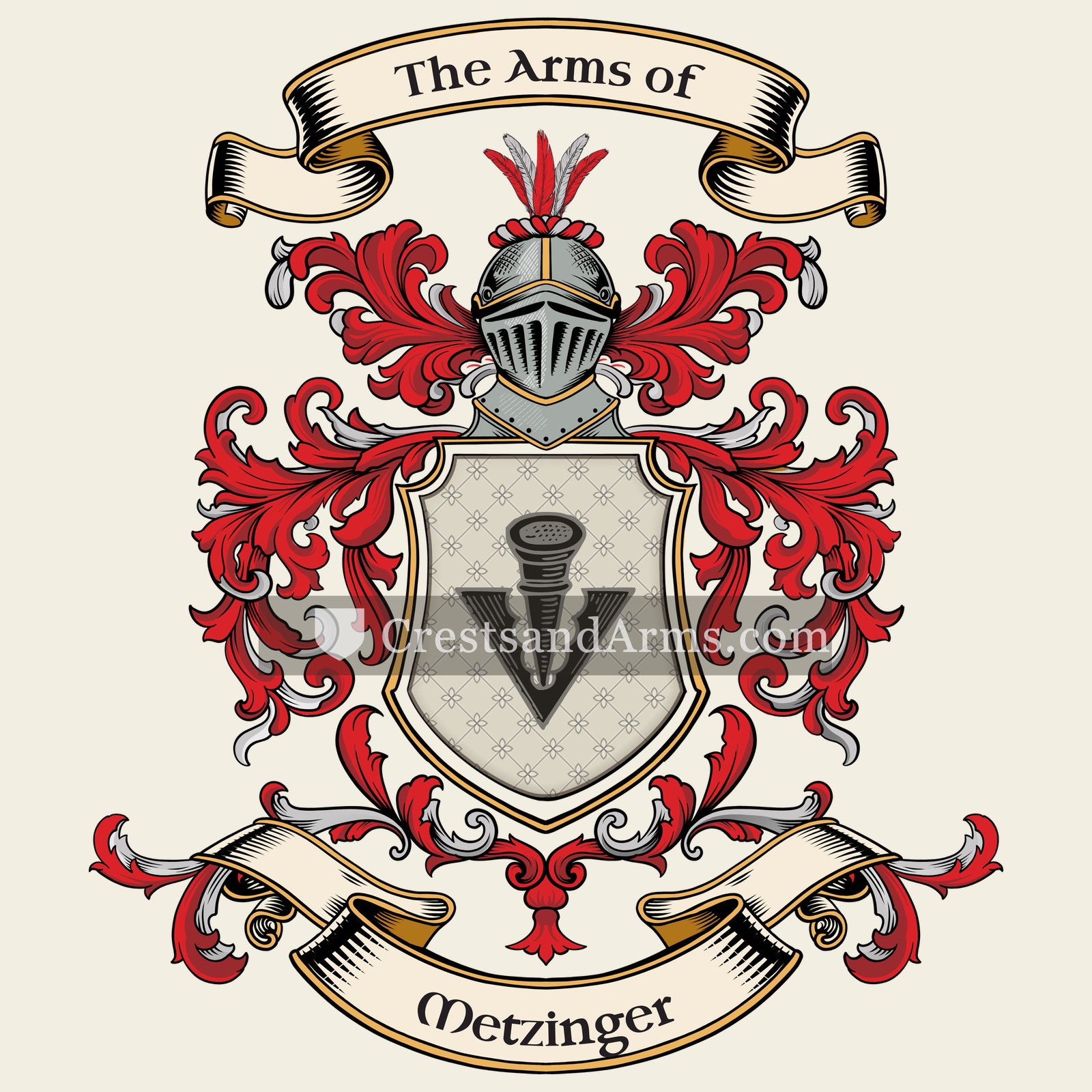 The Metzinger coat of arms, drawn from the recorded blazon