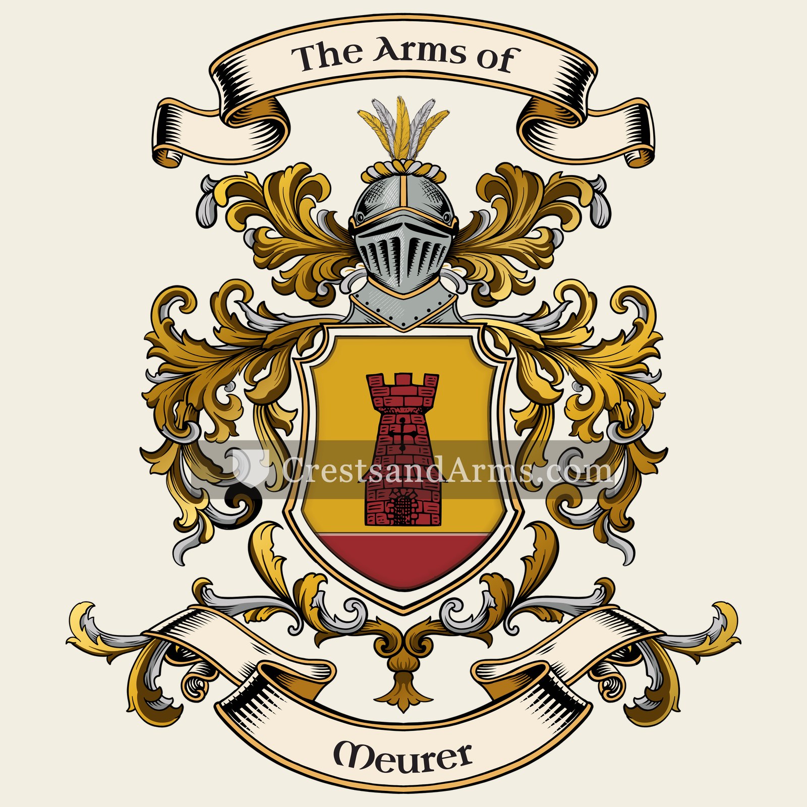 The Meurer coat of arms, drawn from the recorded blazon