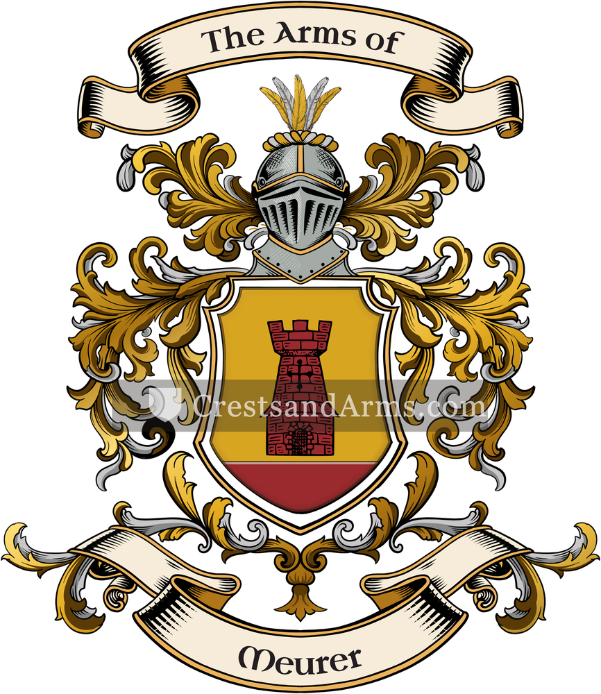 The Meurer coat of arms, drawn from the recorded blazon