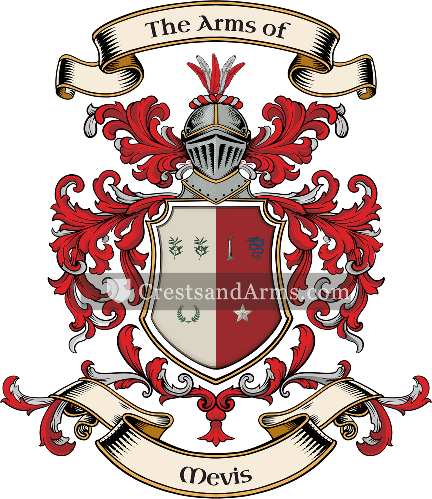 The Mevis coat of arms, drawn from the recorded blazon