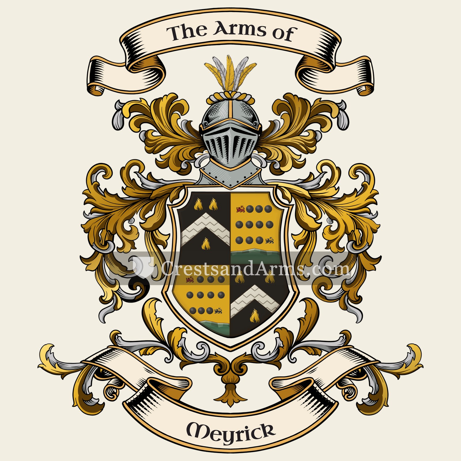 The Meyrick coat of arms, drawn from the recorded blazon