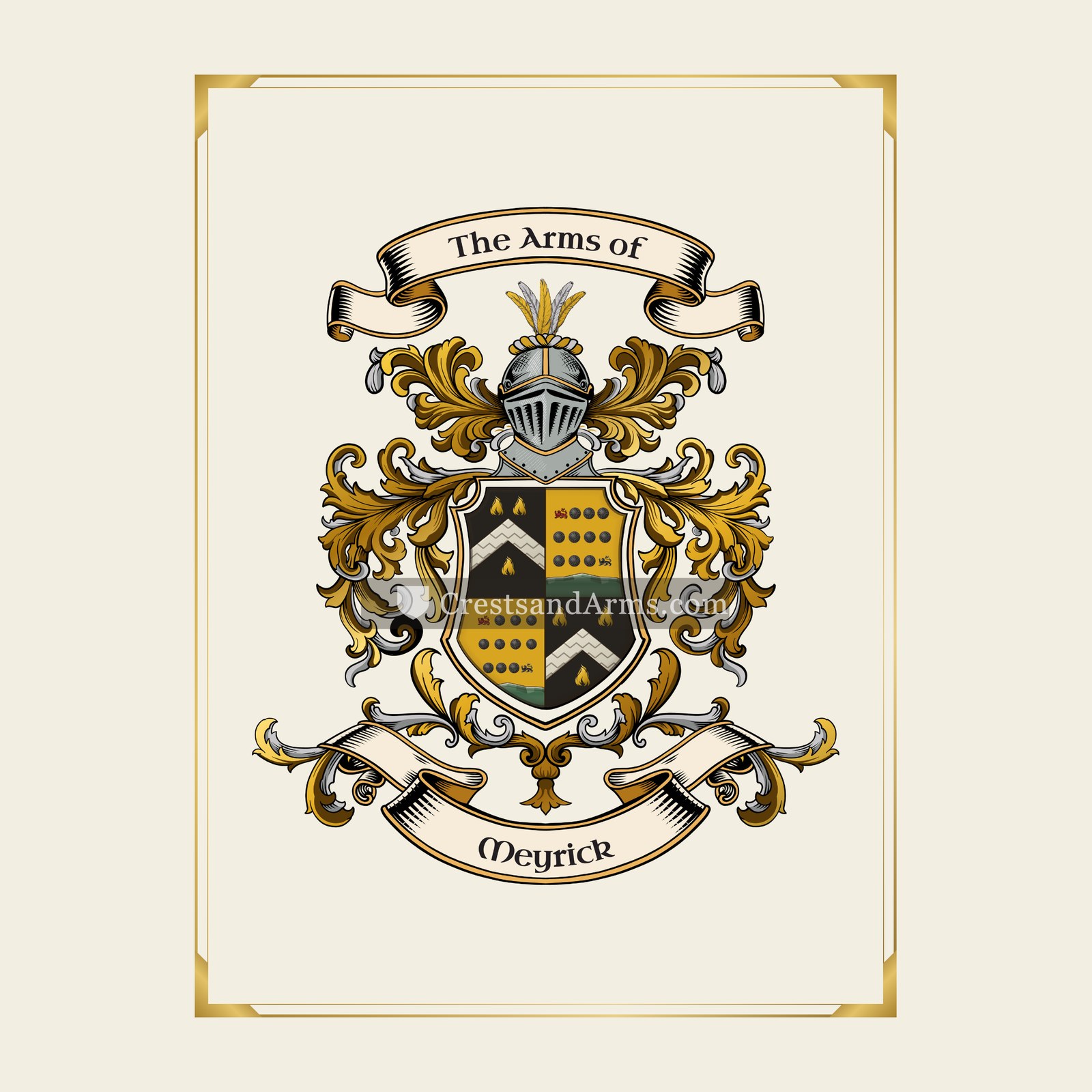 With gold border