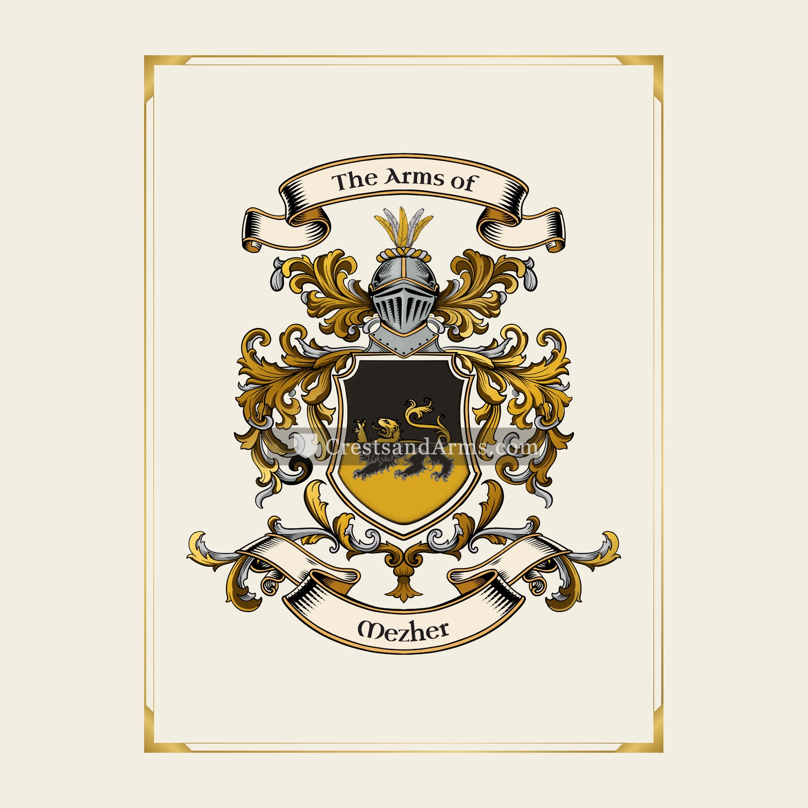 With gold border