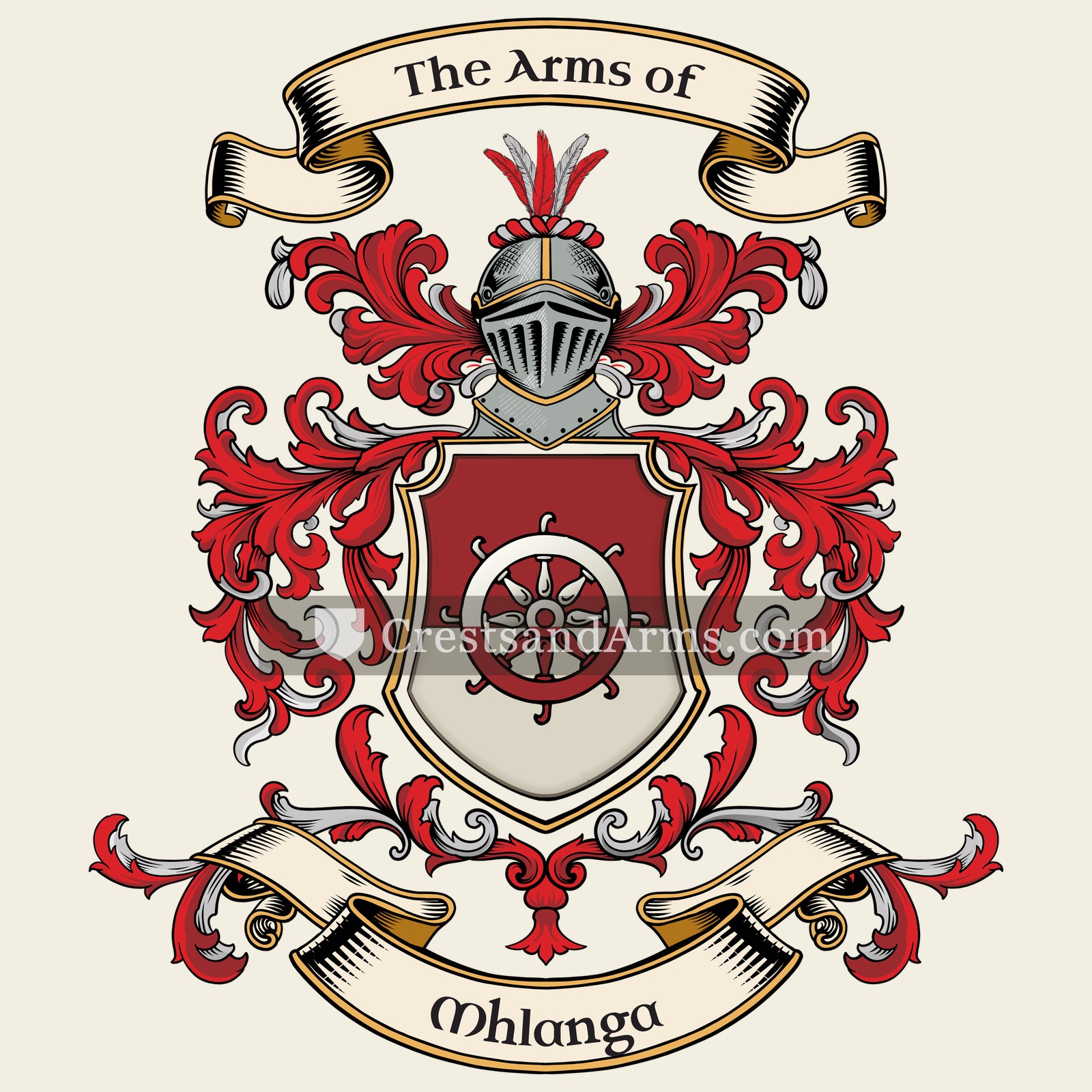 The Mhlanga coat of arms, drawn from the recorded blazon