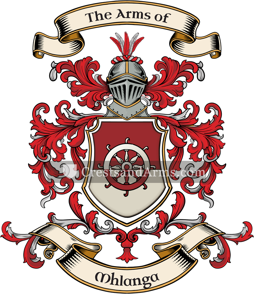 The Mhlanga coat of arms, drawn from the recorded blazon