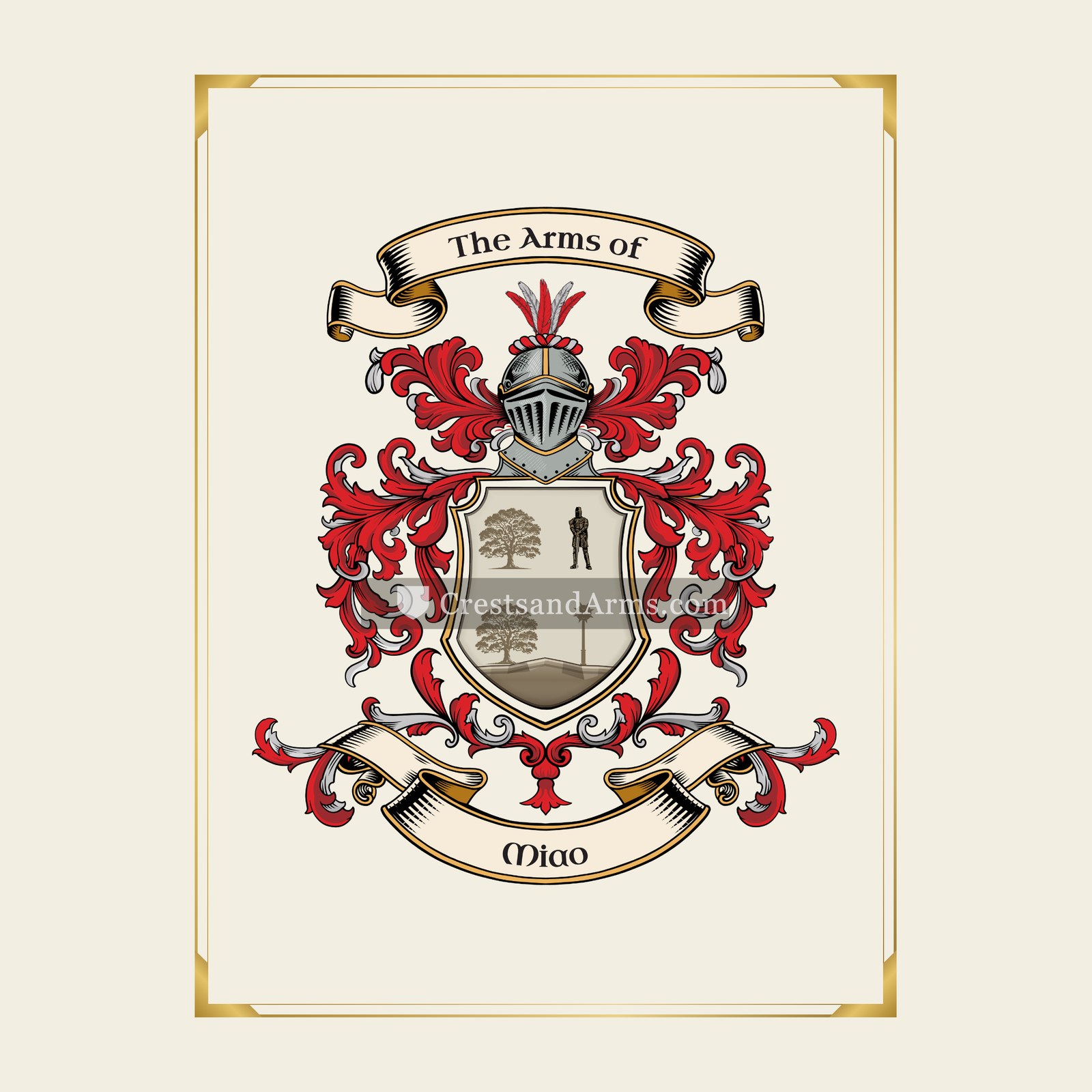 With gold border