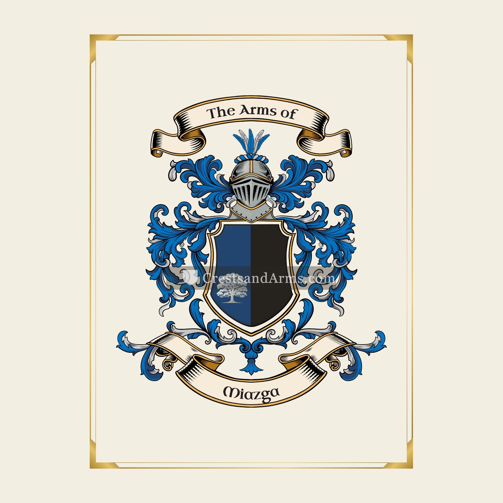 With gold border