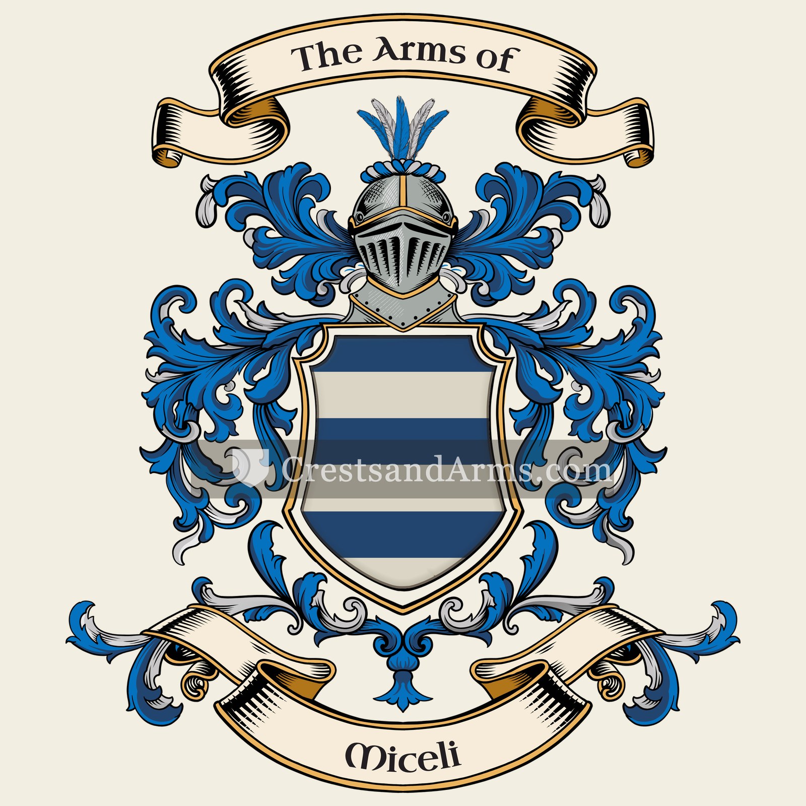 The Miceli coat of arms, drawn from the recorded blazon