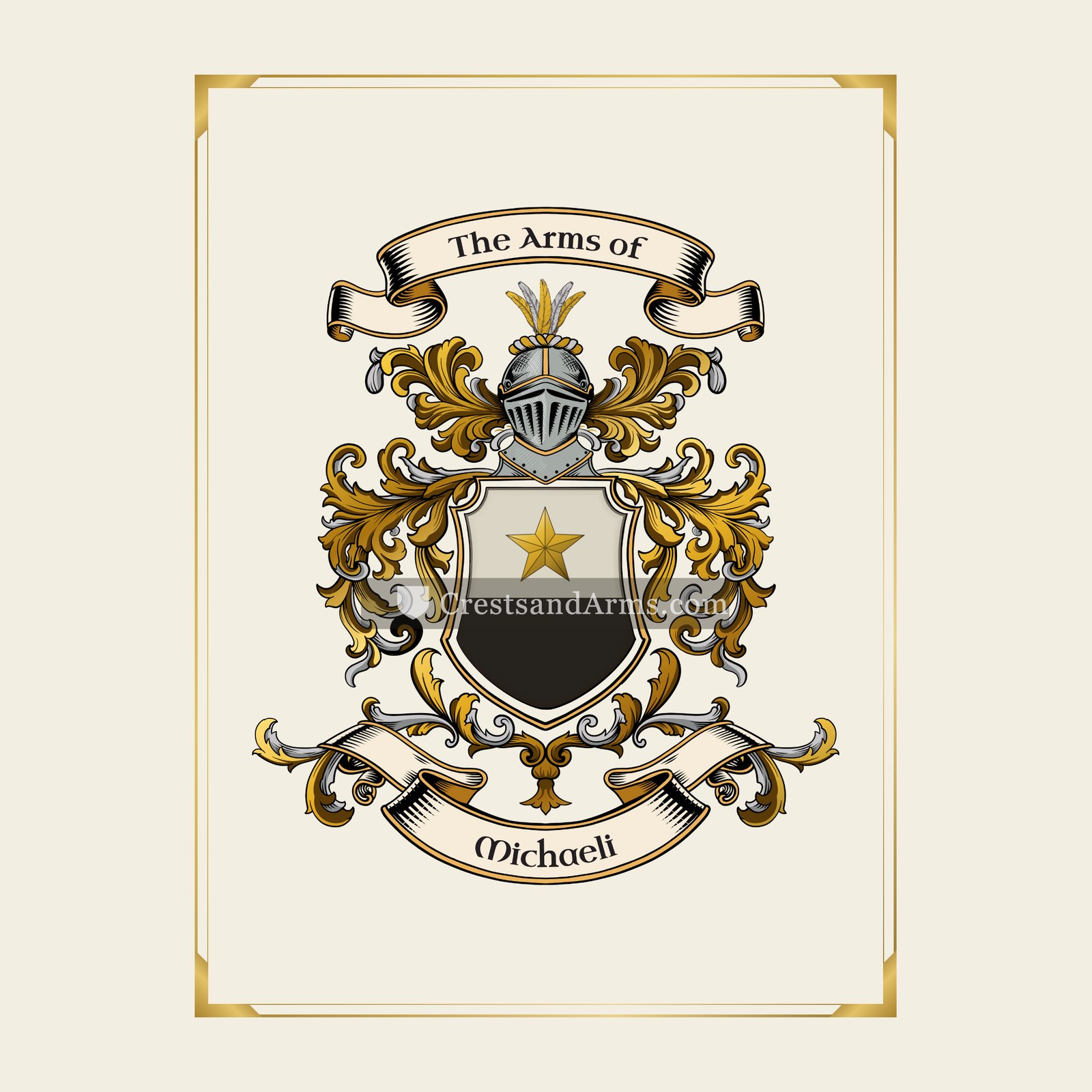 With gold border