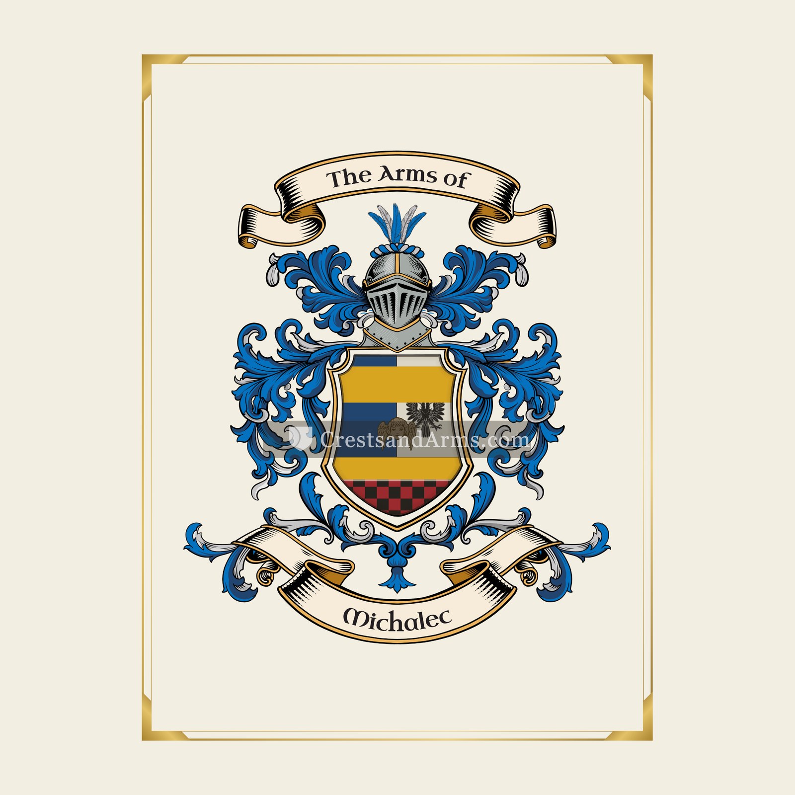 With gold border
