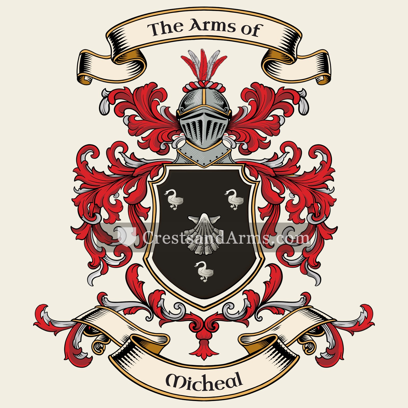 The Micheal coat of arms, drawn from the recorded blazon