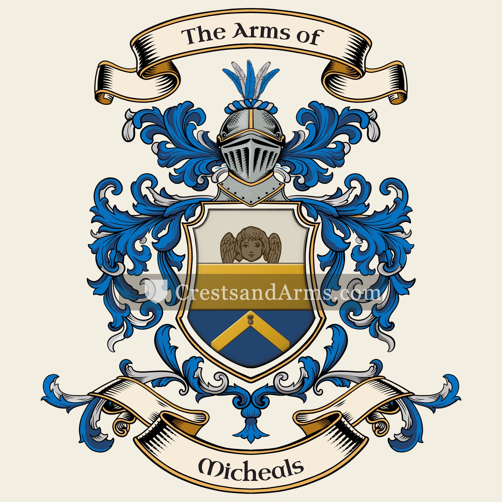The Micheals coat of arms, drawn from the recorded blazon