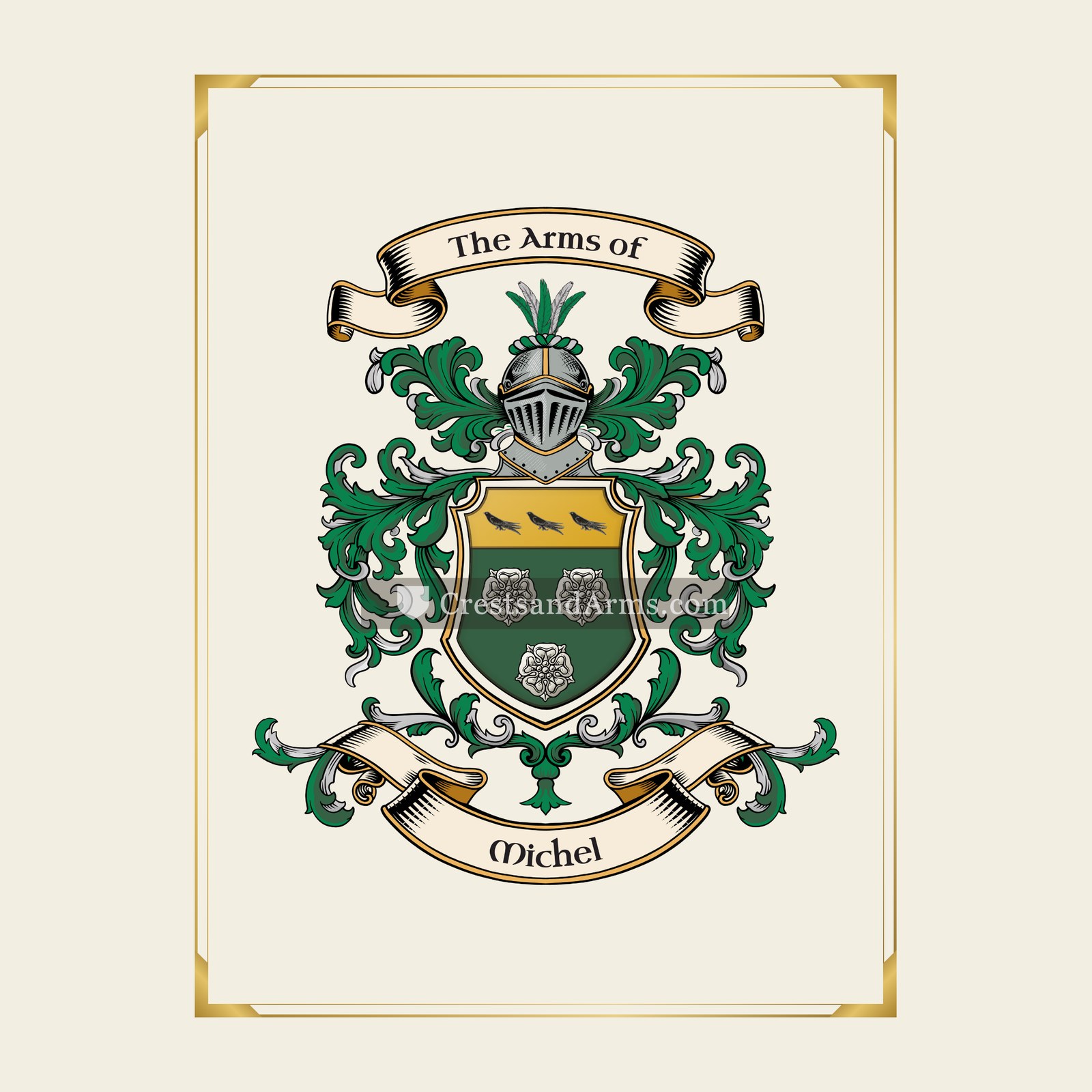 With gold border