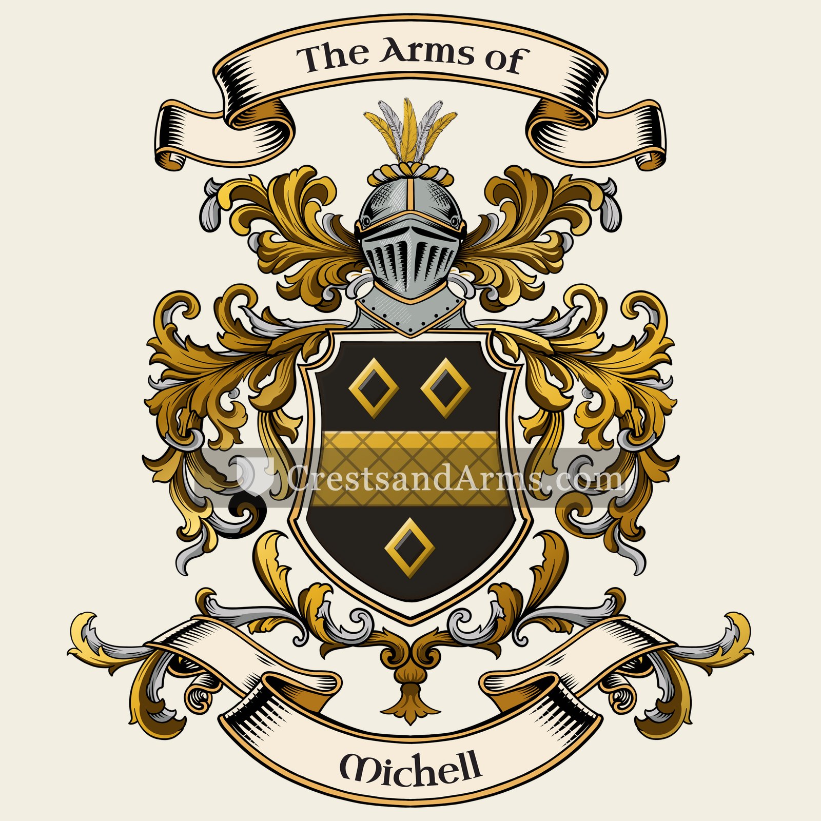 The Michell coat of arms, drawn from the recorded blazon