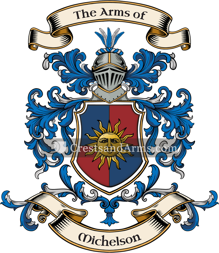 The Michelson coat of arms, drawn from the recorded blazon