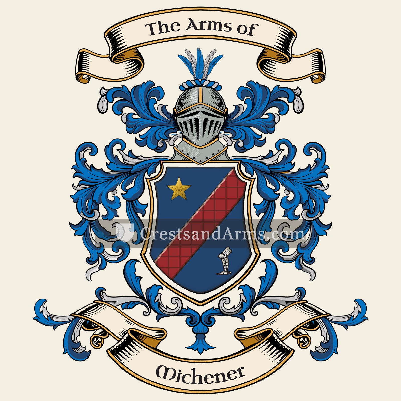 The Michener coat of arms, drawn from the recorded blazon