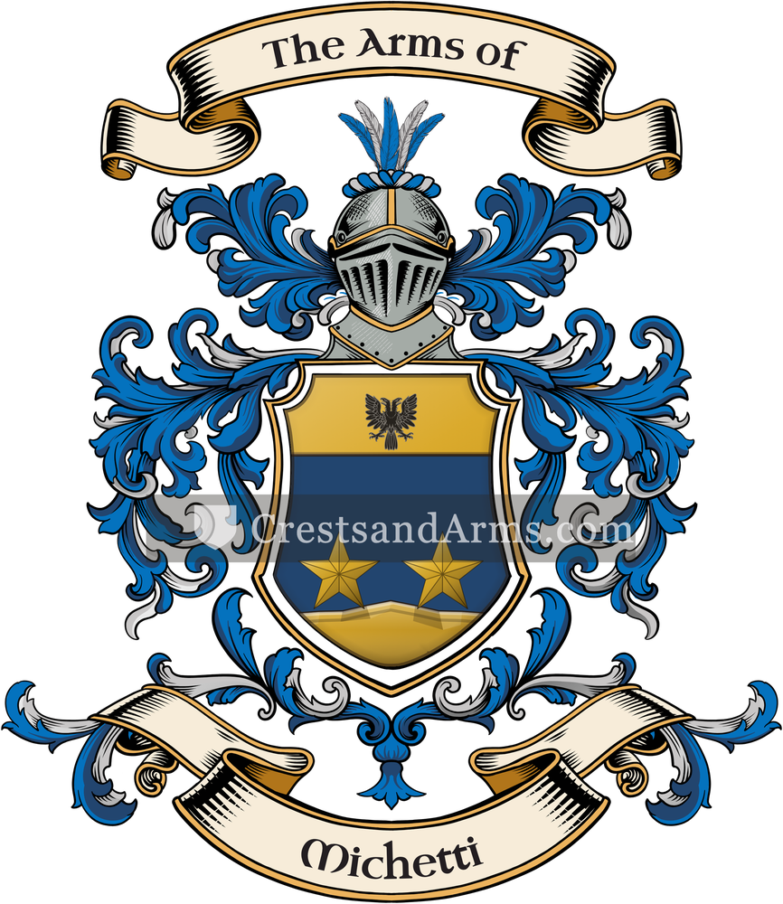 The Michetti coat of arms, drawn from the recorded blazon