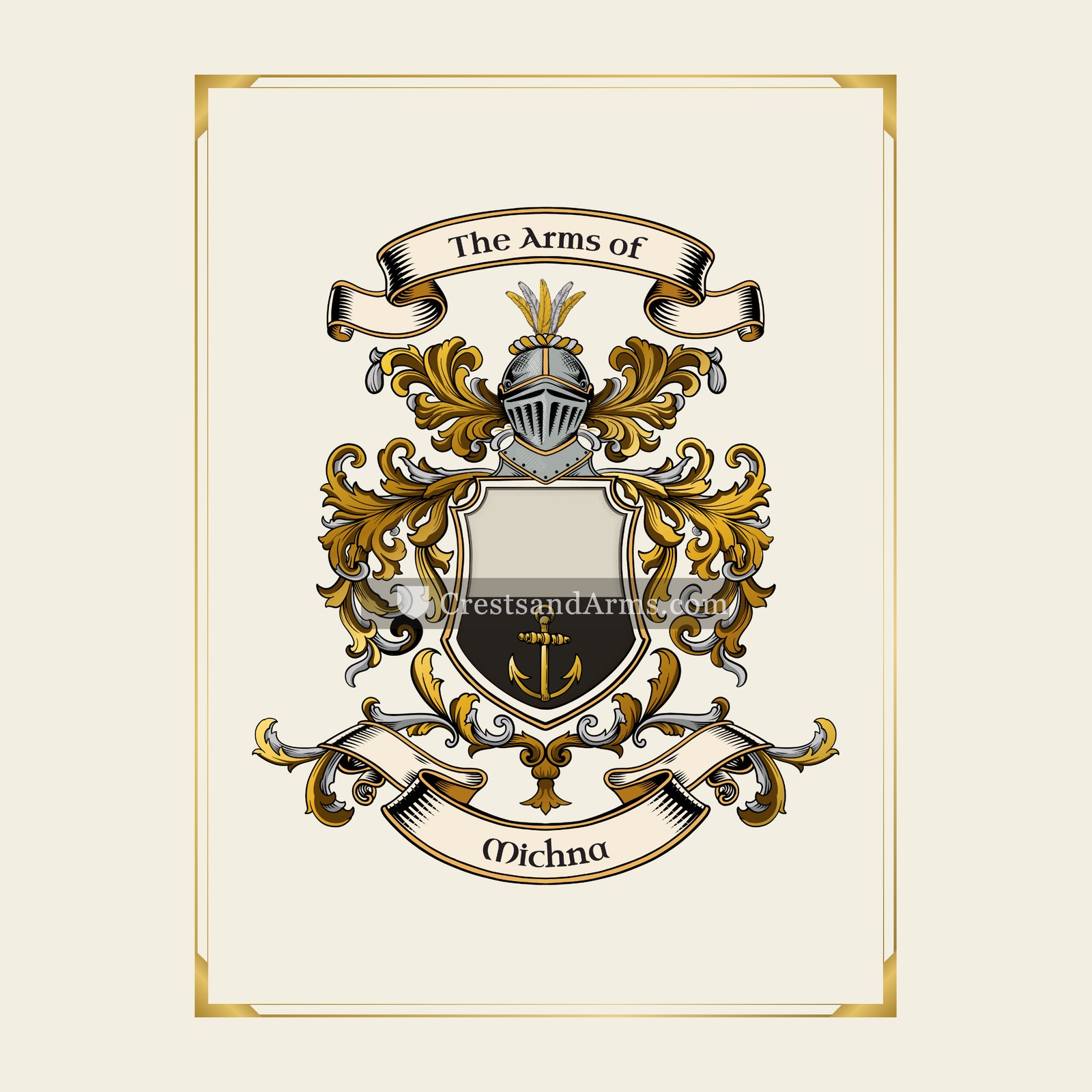 With gold border