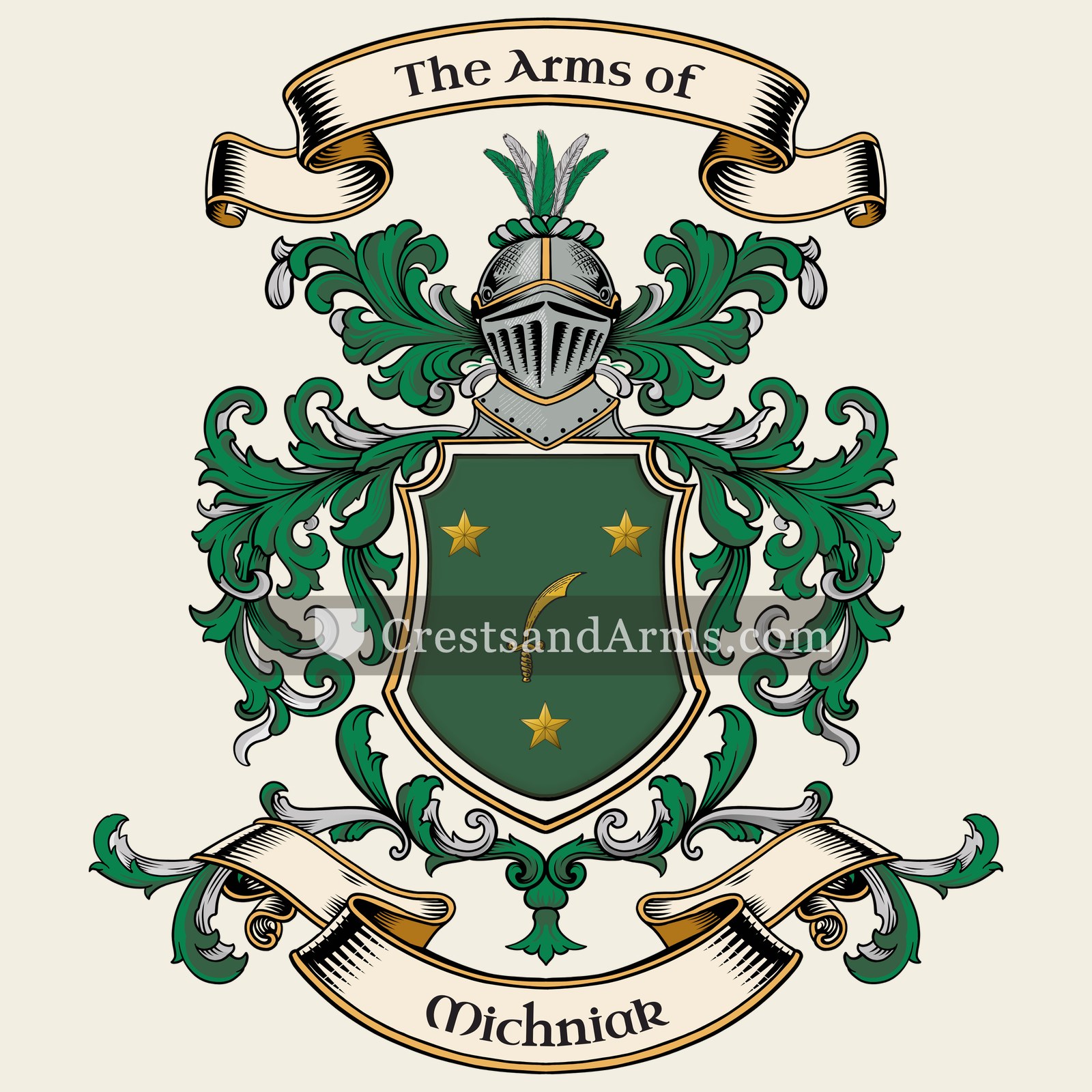 The Michniak coat of arms, drawn from the recorded blazon