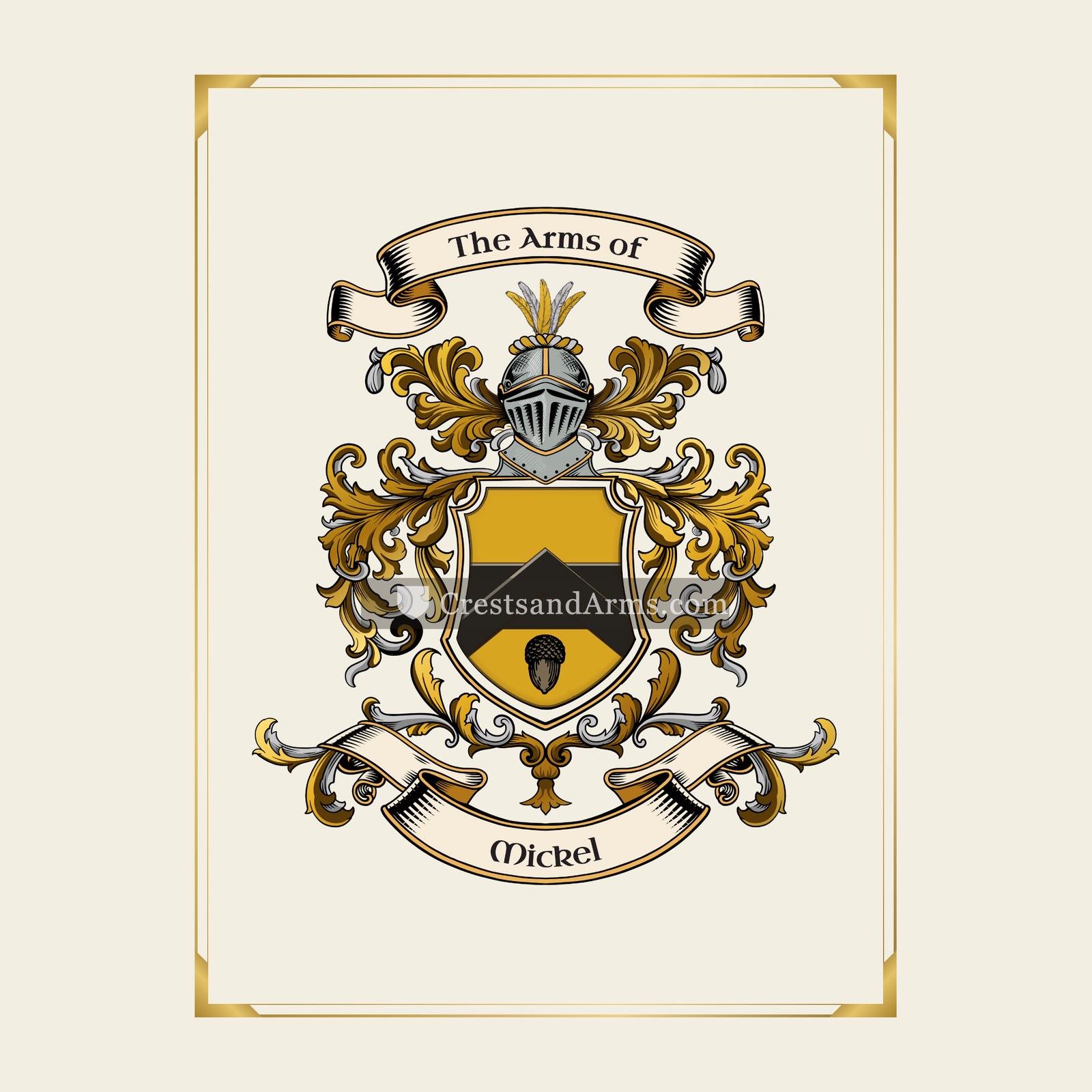 With gold border