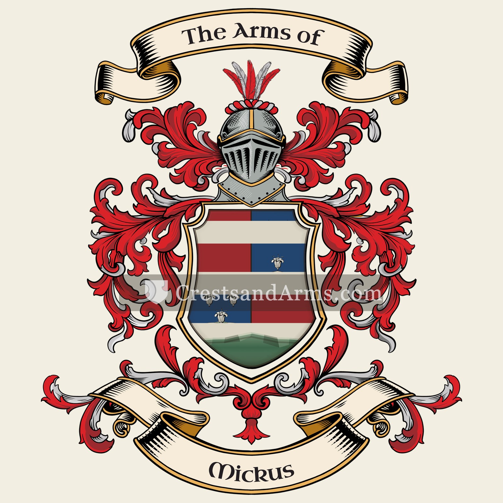 The Mickus coat of arms, drawn from the recorded blazon