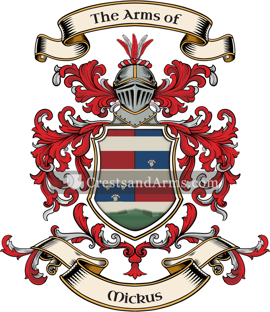The Mickus coat of arms, drawn from the recorded blazon