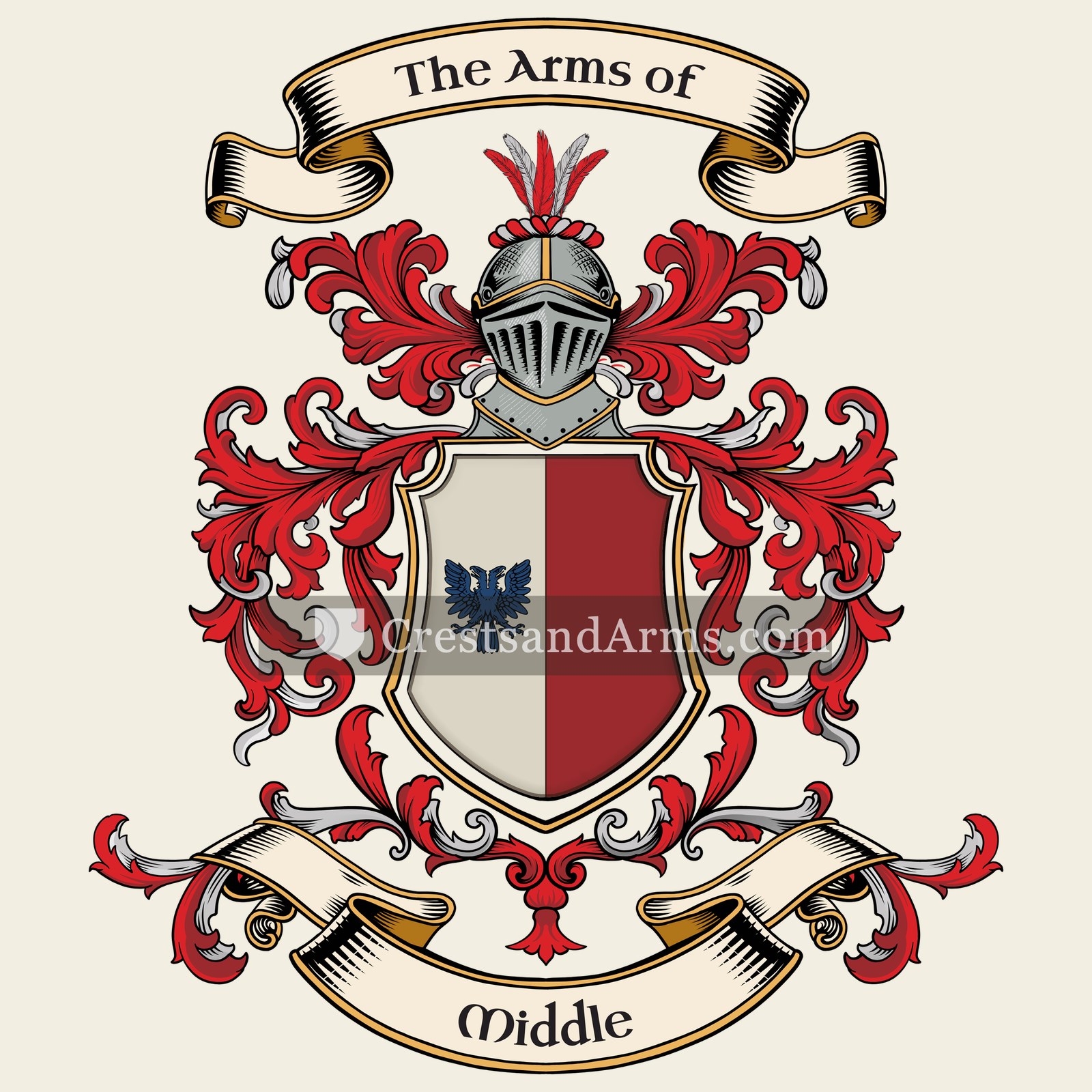 The Middle coat of arms, drawn from the recorded blazon