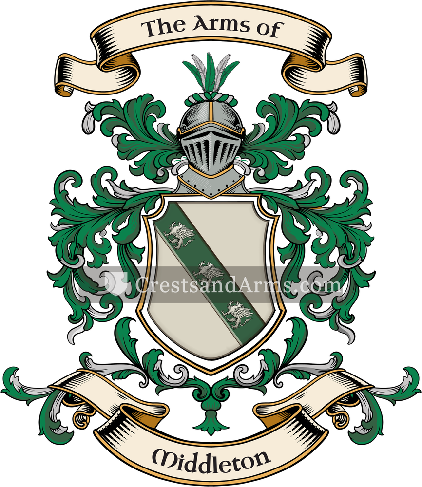 The Middleton coat of arms, drawn from the recorded blazon