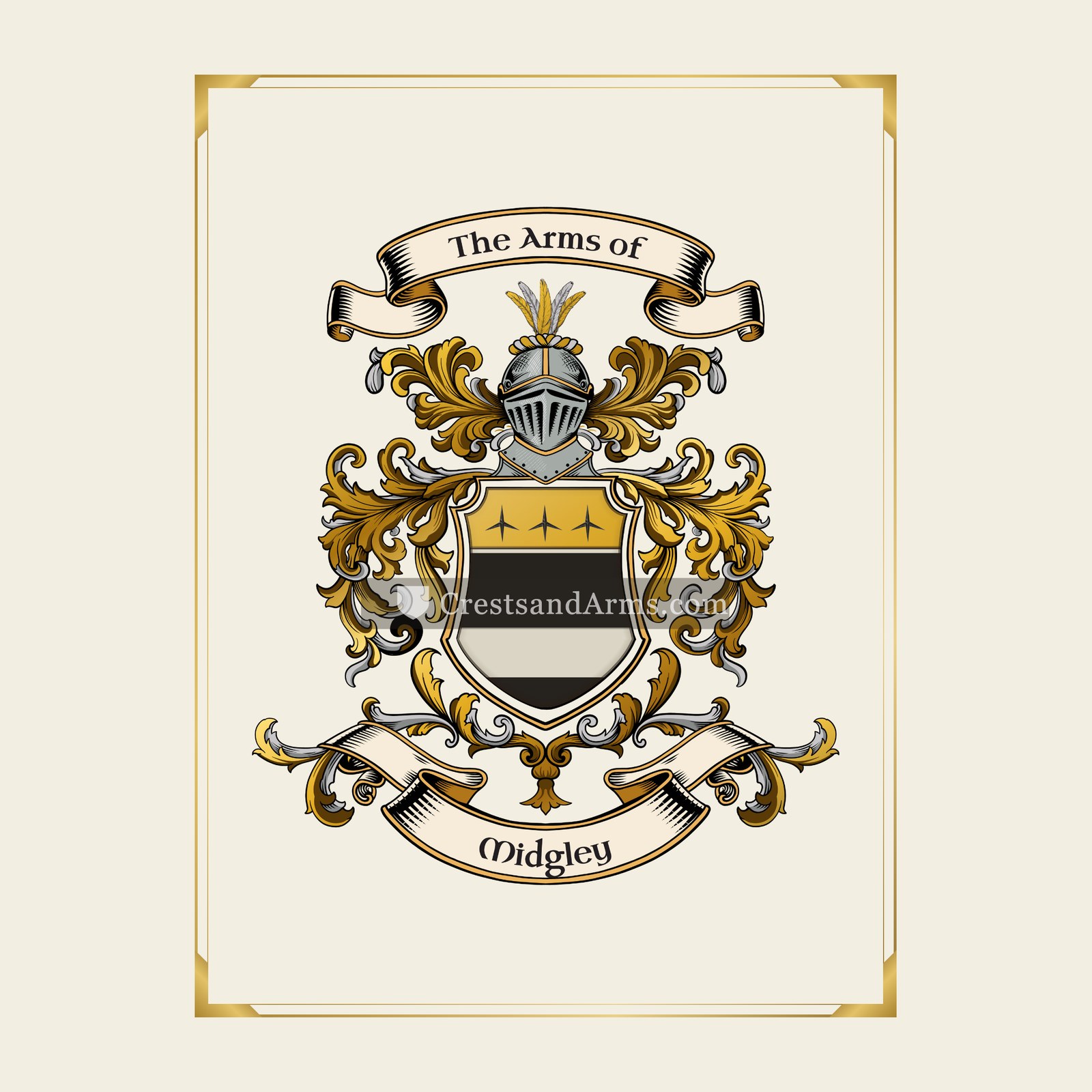 With gold border