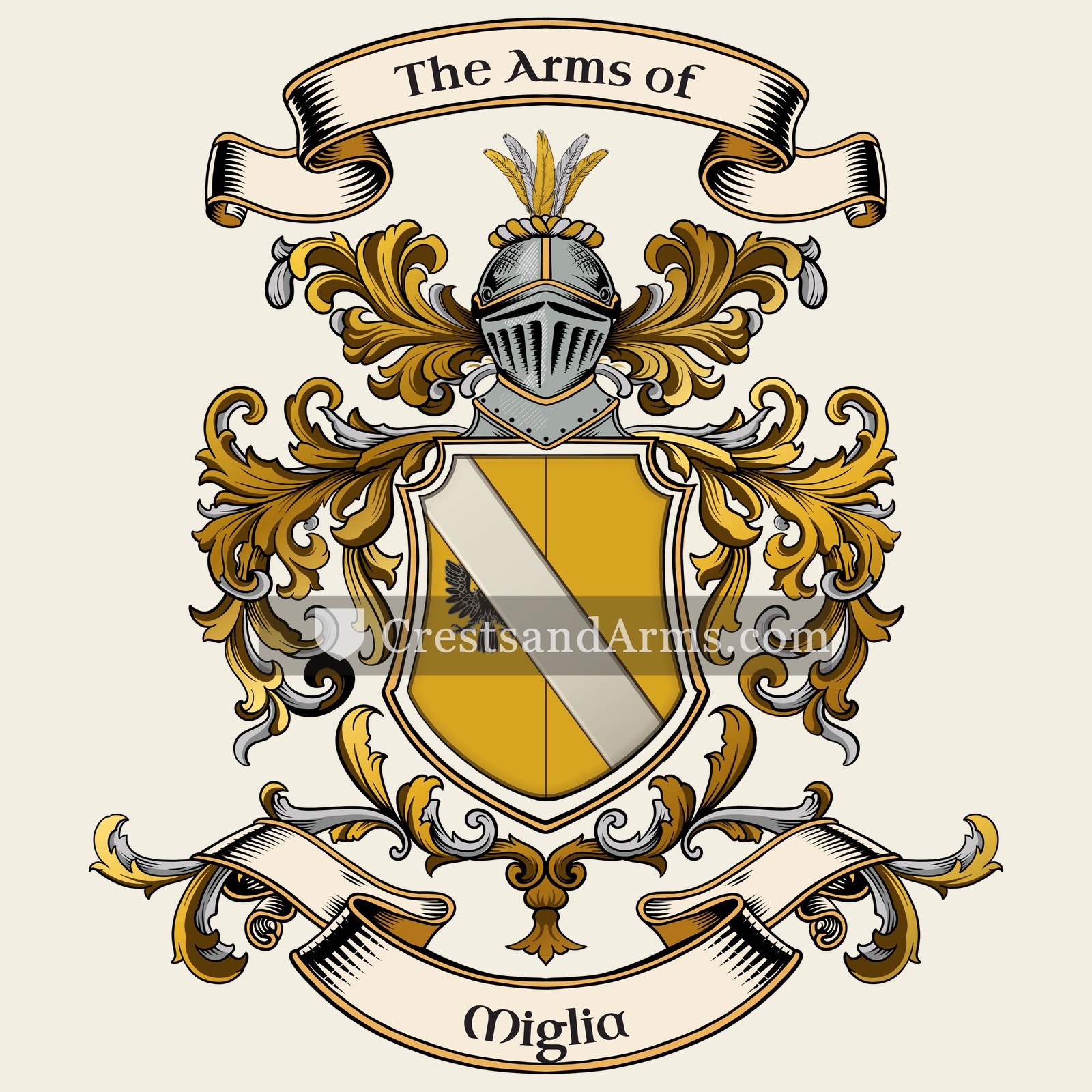 The Miglia coat of arms, drawn from the recorded blazon