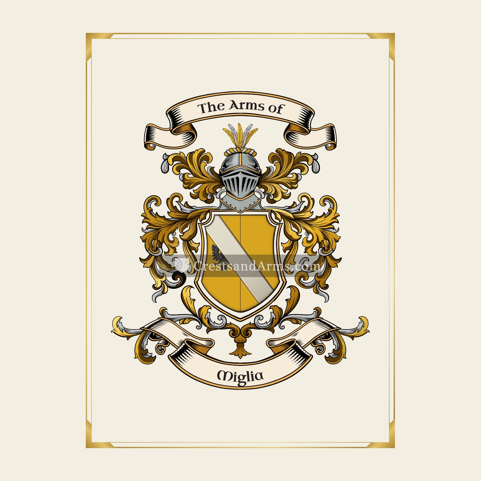 With gold border