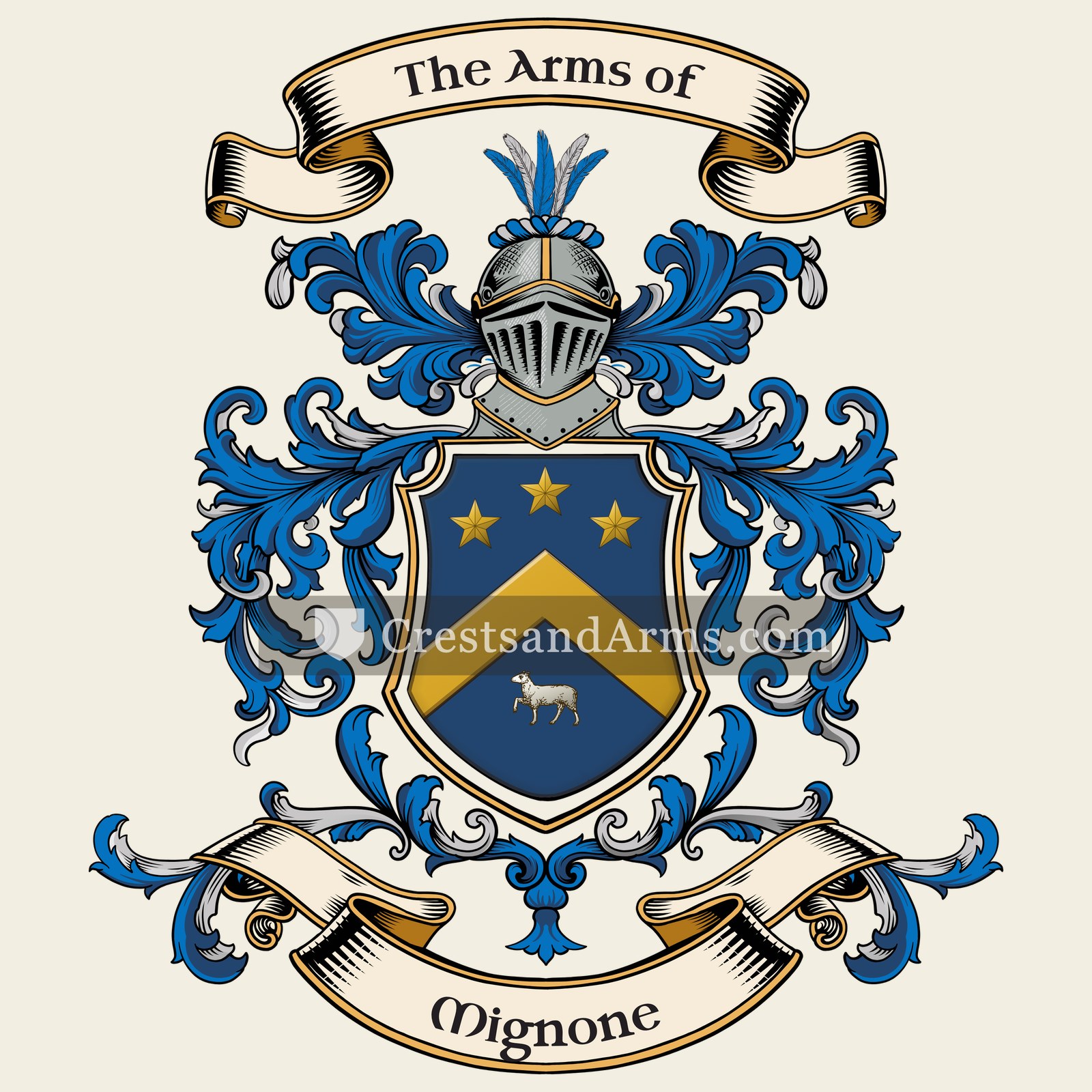 The Mignone coat of arms, drawn from the recorded blazon