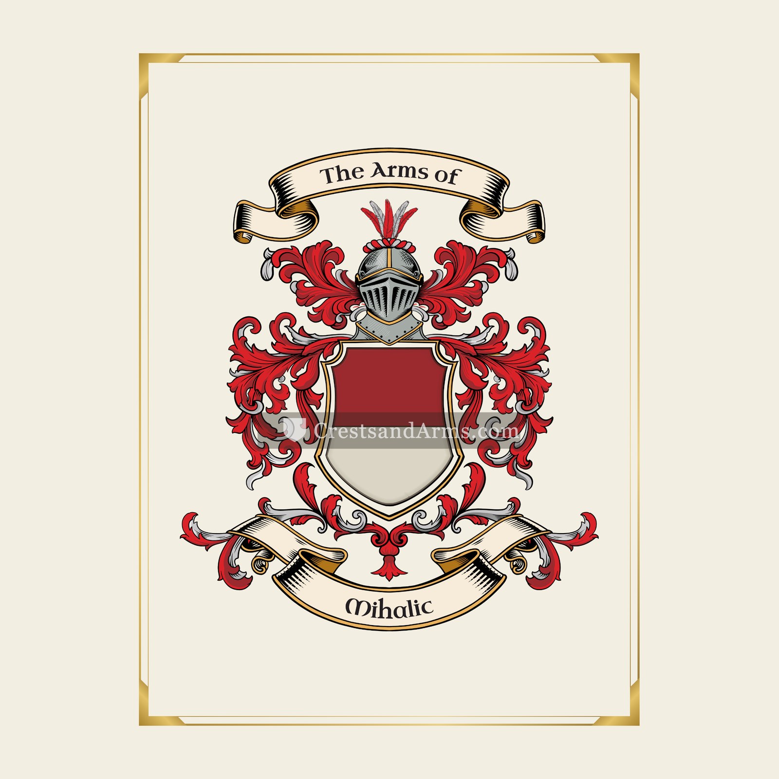 With gold border