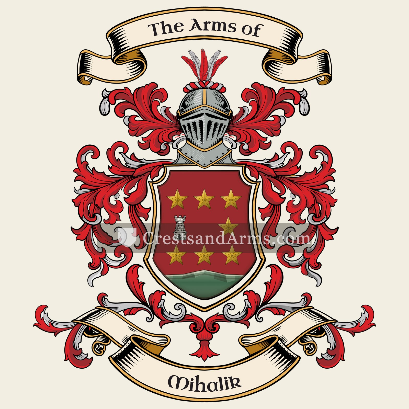 The Mihalik coat of arms, drawn from the recorded blazon