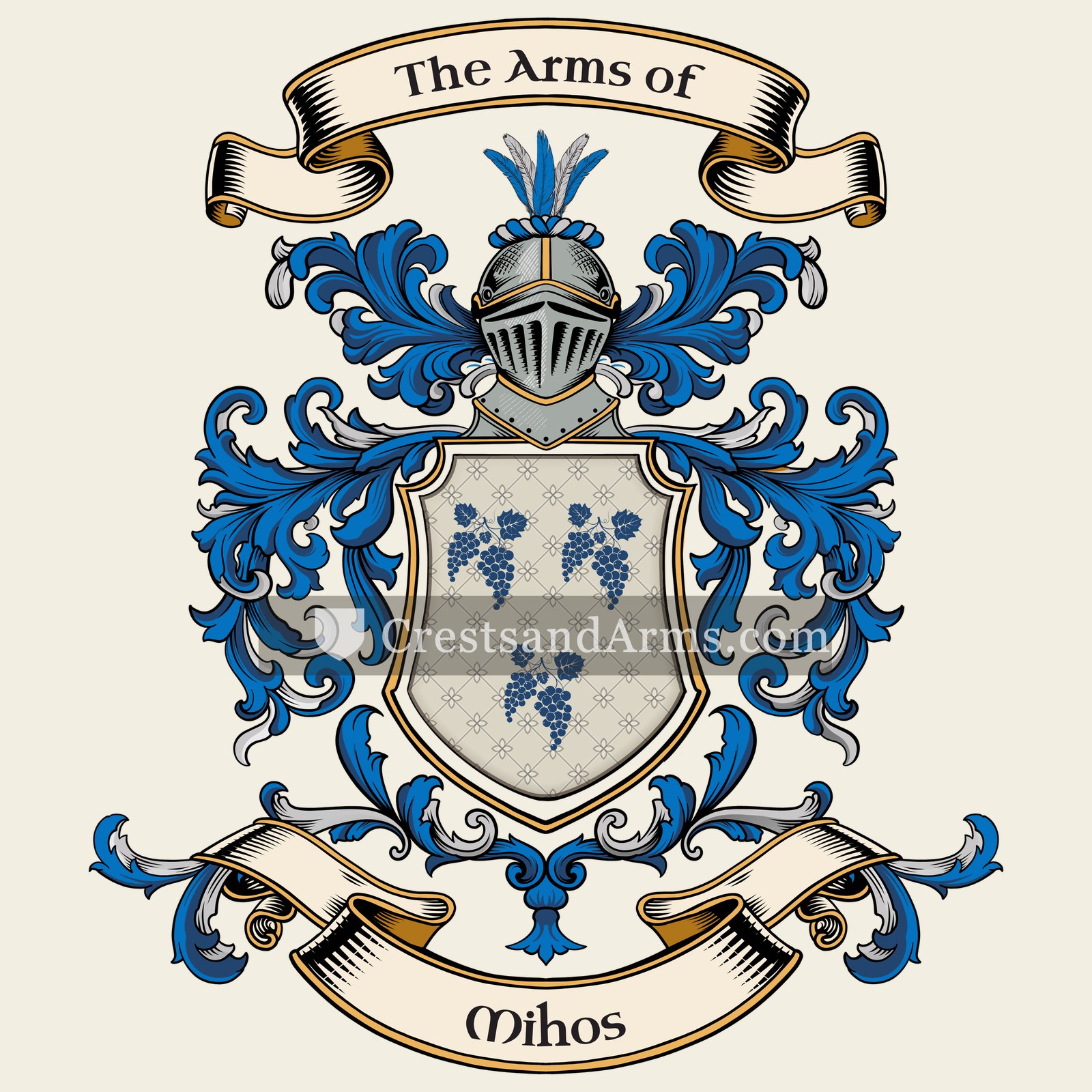 The Mihos coat of arms, drawn from the recorded blazon