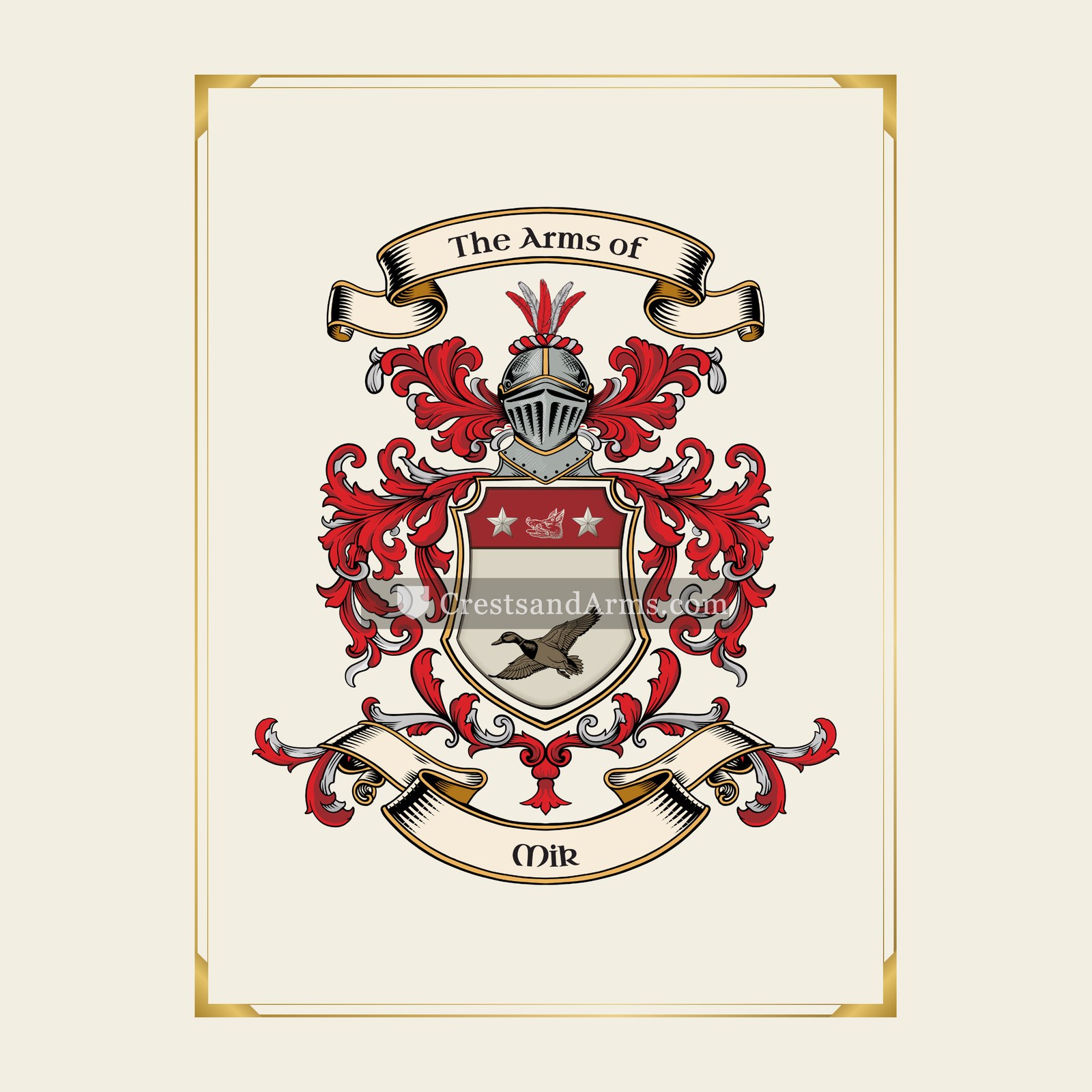 With gold border