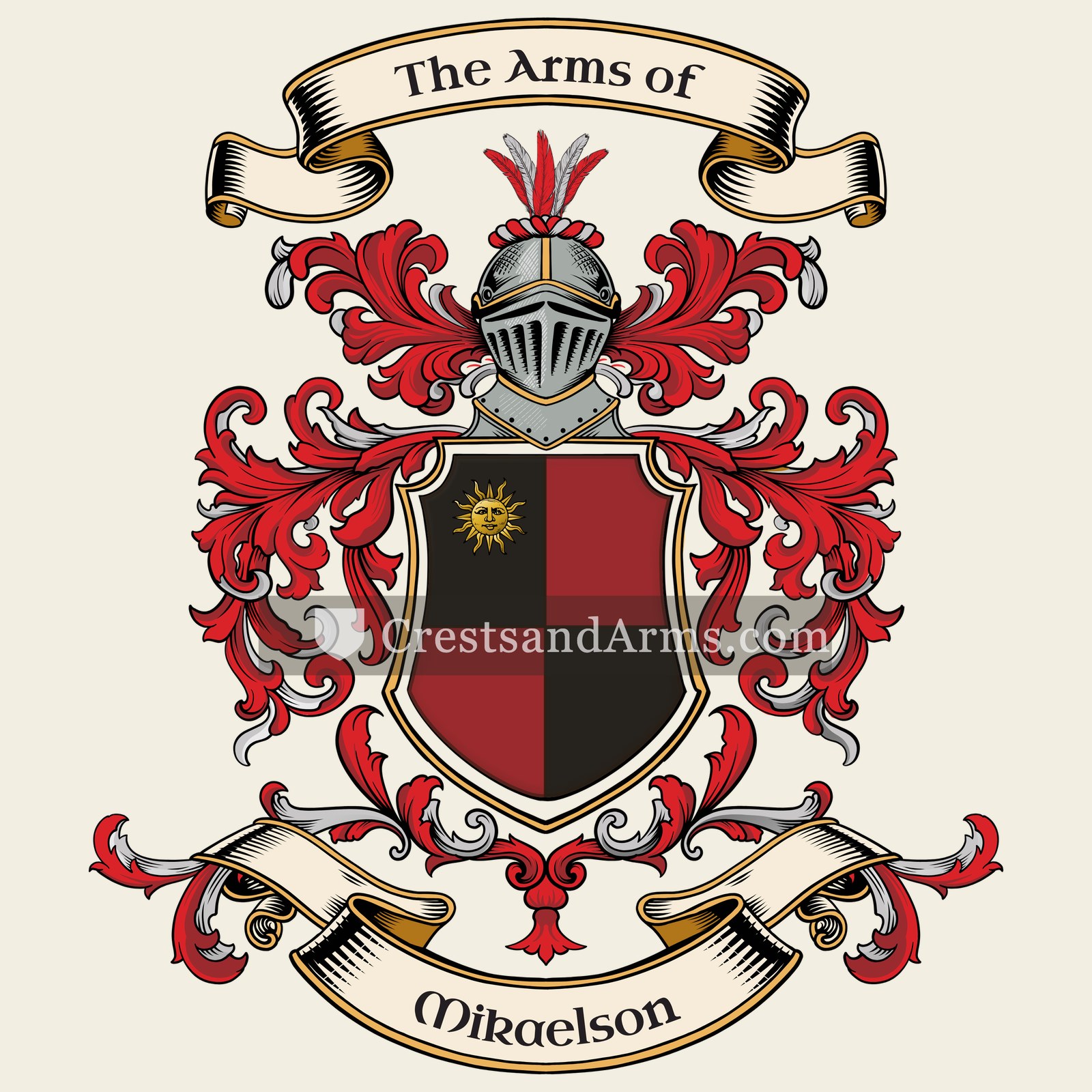 The Mikaelson coat of arms, drawn from the recorded blazon
