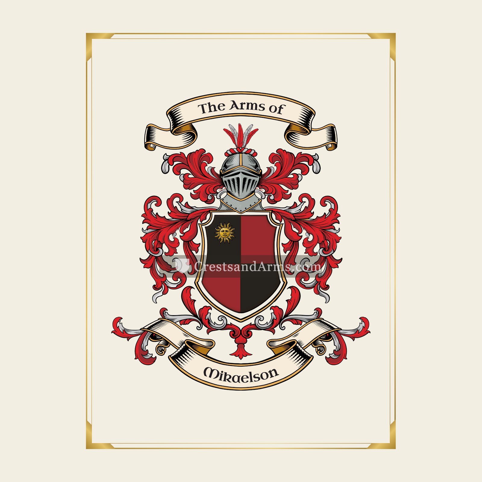 With gold border