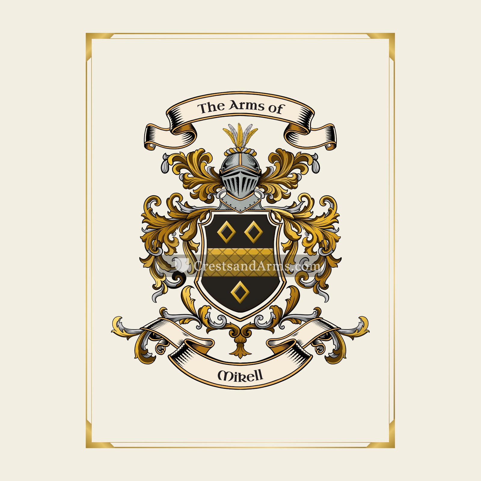 With gold border